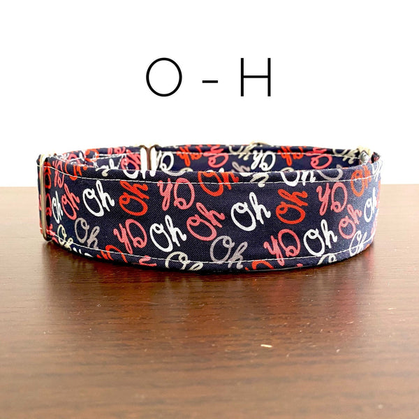 O-H- Navy Blue with OH in red and grey Dog/Cat Collar and/or Leash